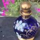 Perfume bottles, in hand-painted blue Bohemian crystal, antique.
