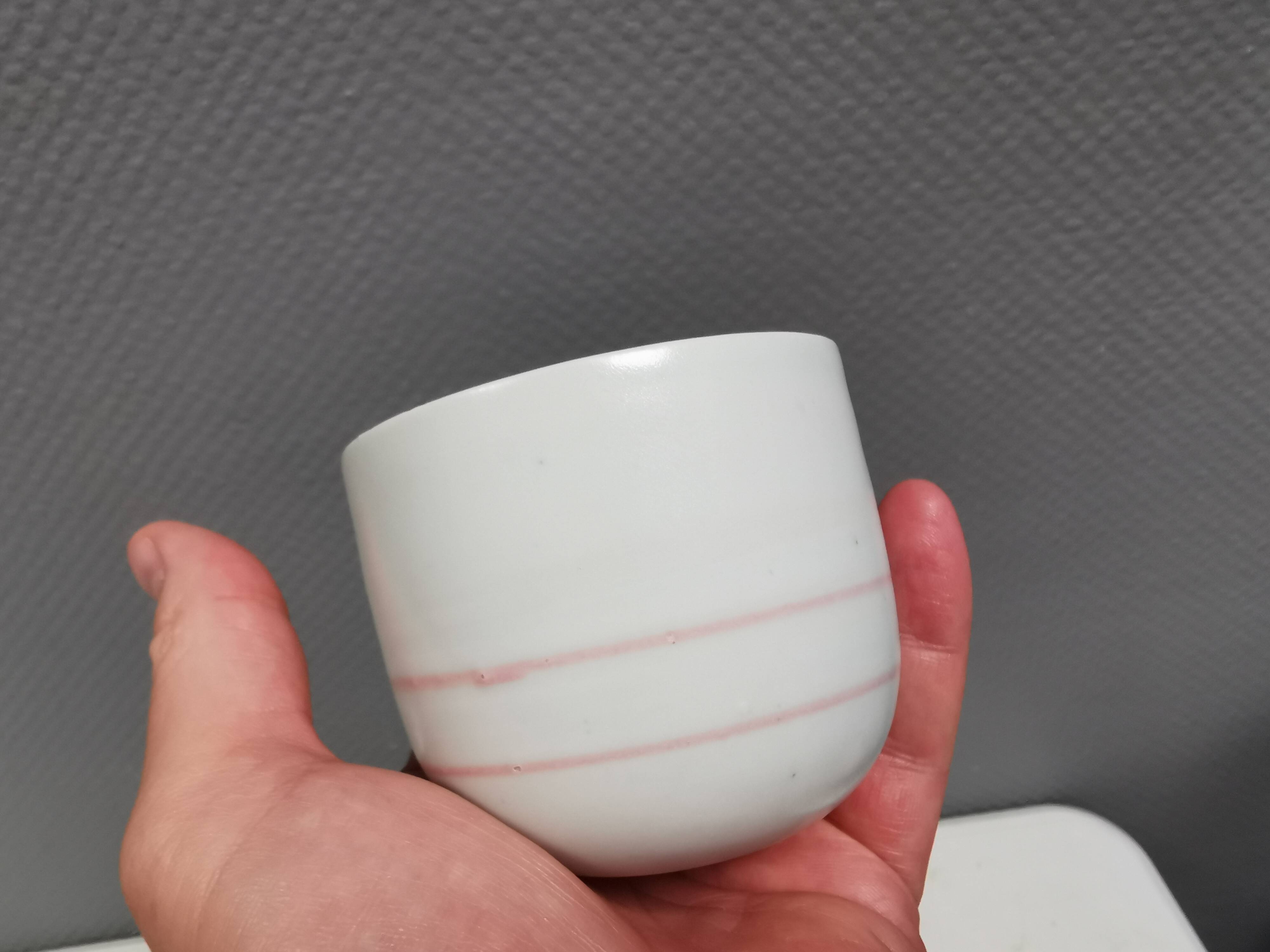 Two handmade ceramic mugs by Vibeke Fischer (VF) from the 1990s.