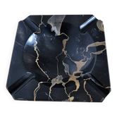 Ashtray / vide-poche sculptural in black and gold Portor marble, Art Deco style.