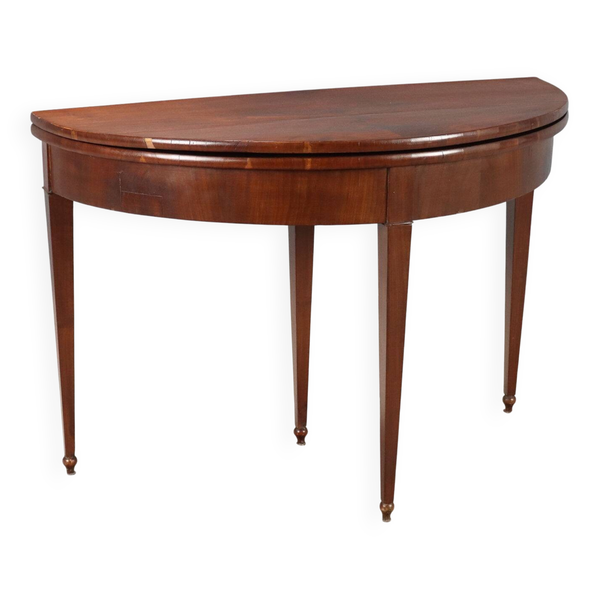 Antique demi-lune console in mahogany with an opening top, 19th century.