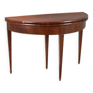 Antique demi-lune console in mahogany with an opening top, 19th century.
