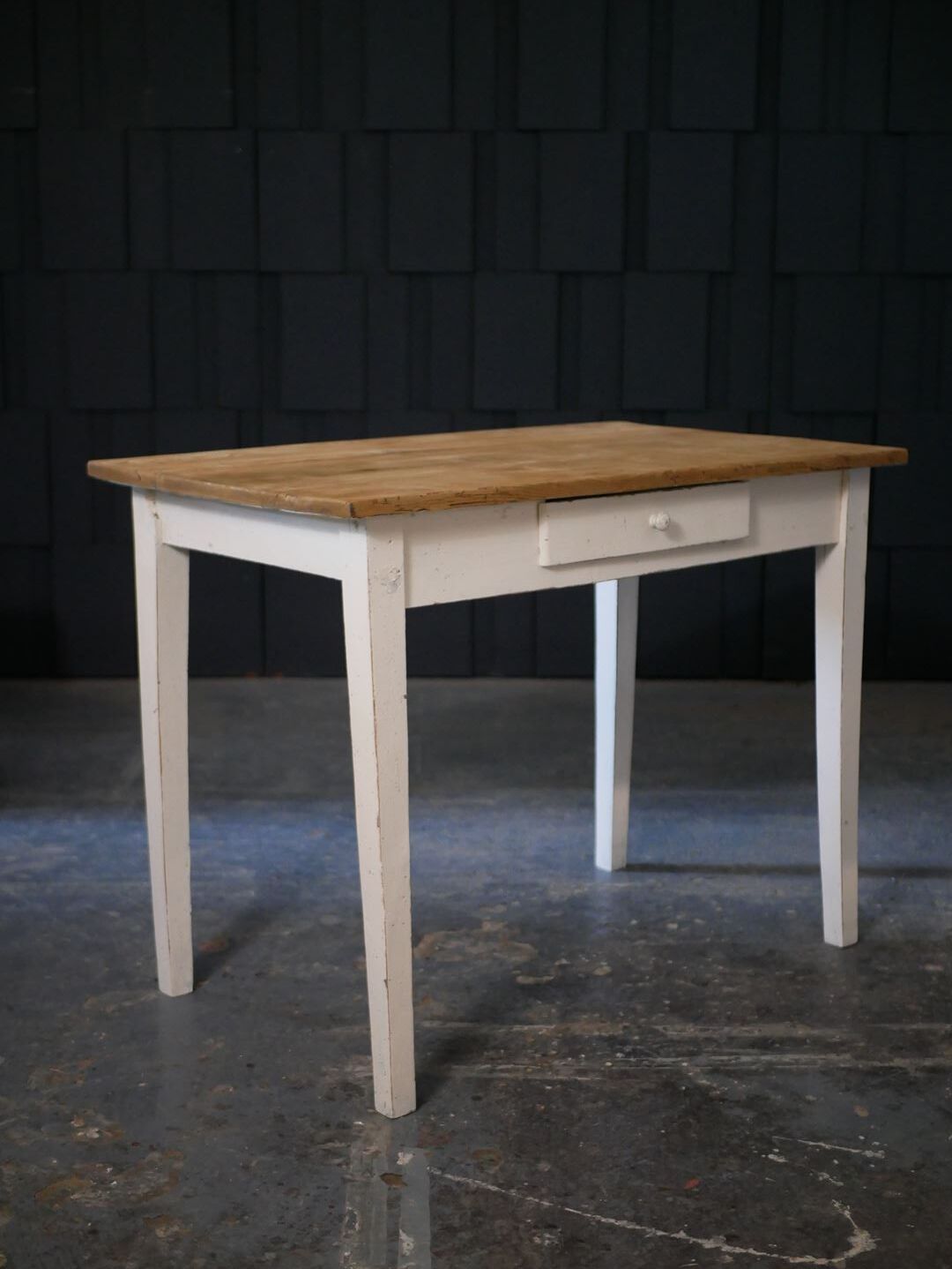 Wooden farmhouse table, white base