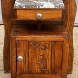 Art Deco bedside table in oak and marble