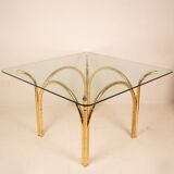 Tavolo in Cristallo e Ottone 1970 Manifattura Italiana