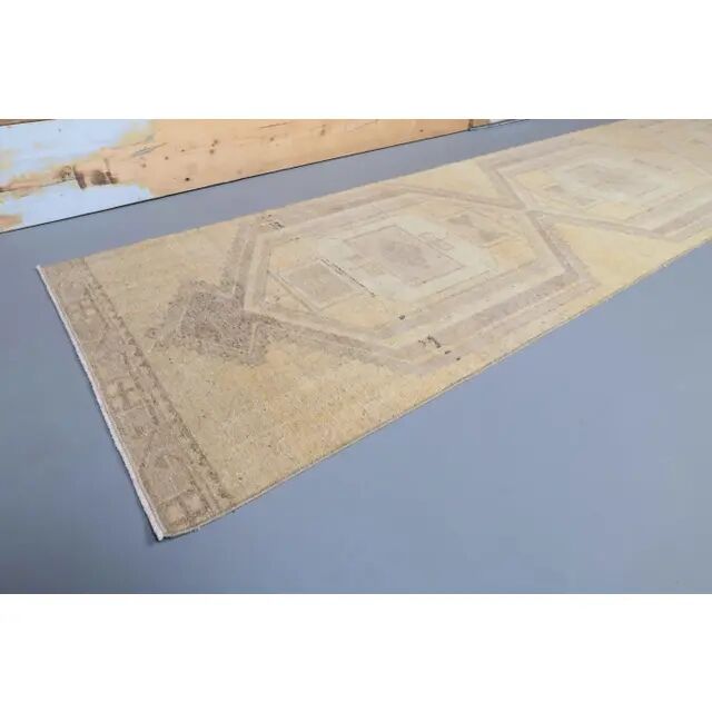 Vintage Turkish Oushak Handmade Runner 85x383