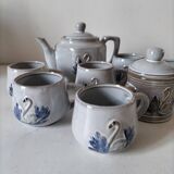 Stoneware tea set with swan decor – Hygge & Lagom spirit