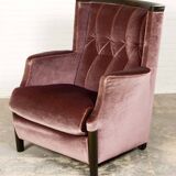 Italian Purple Velours Lounge Chair designed for Giorgetti, 1970s