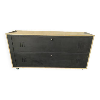 TV cabinet, sideboard, sideboard from an old metal locker room