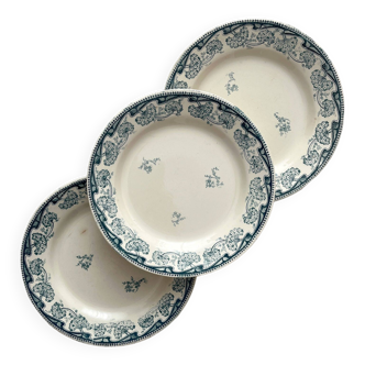 3 iron earthenware flat plates “Milan” Creil et Montereau