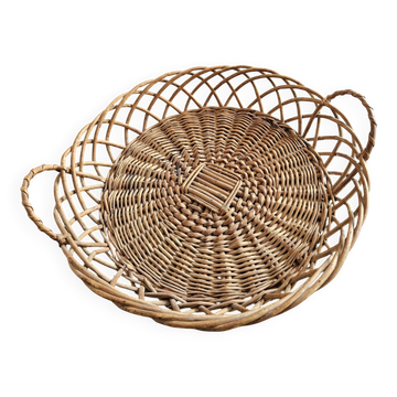 Woven rattan tray: 60's