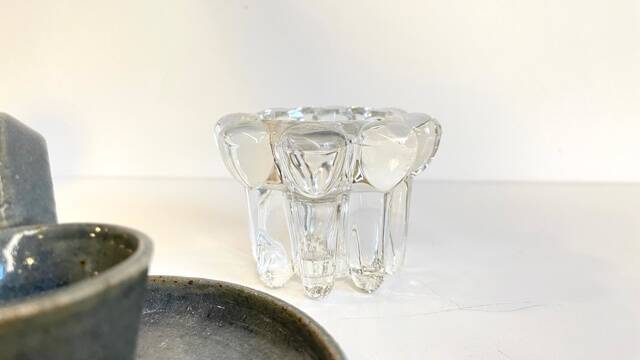 3 candlesticks in vintage brass and crystal