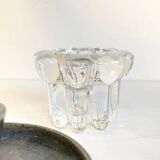 3 candlesticks in vintage brass and crystal