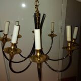 Lustre design 8 feux  métal en laiton doré
