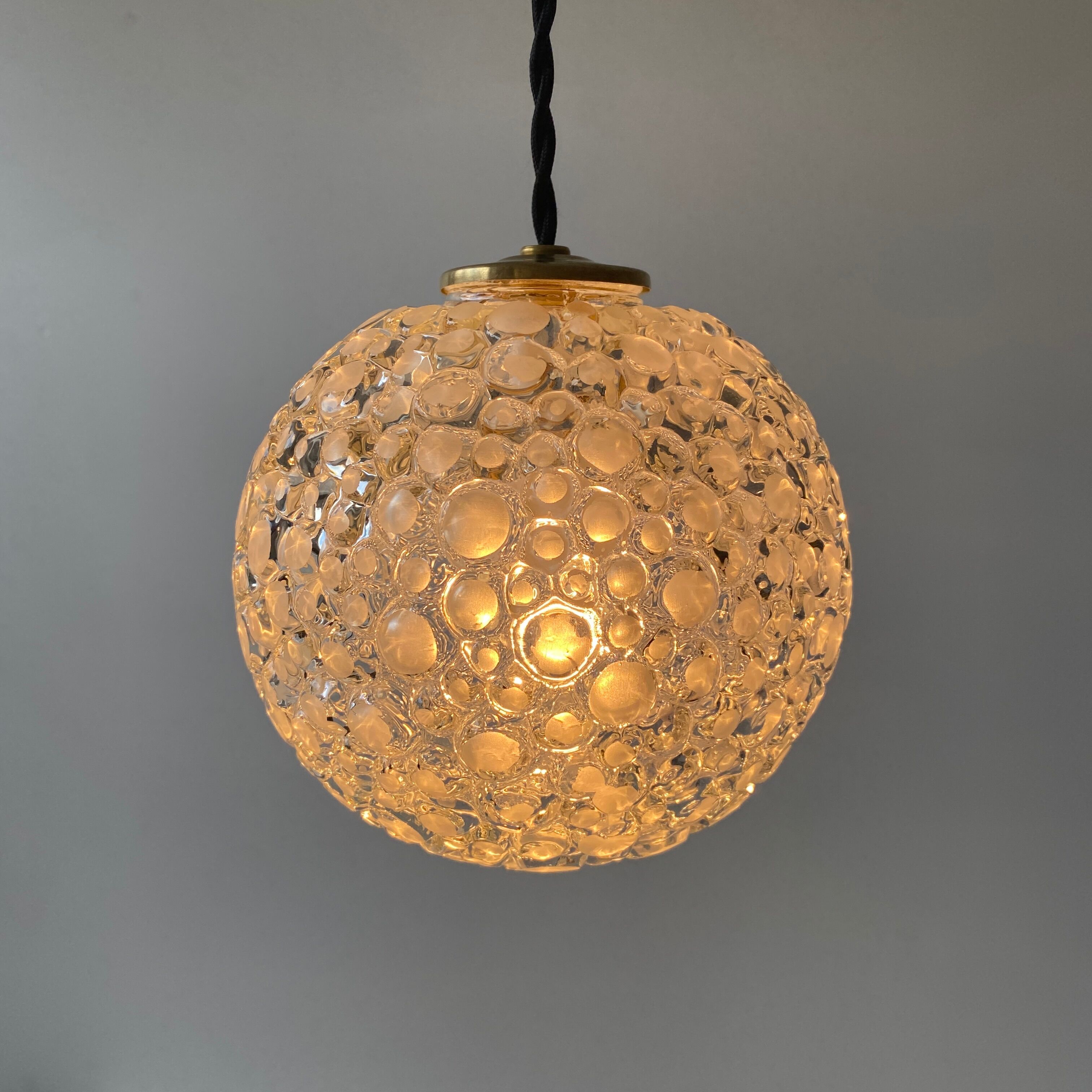 Pair of vintage round pendant lamps