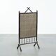 Antique French faux bamboo firescreen with luxurious fabric