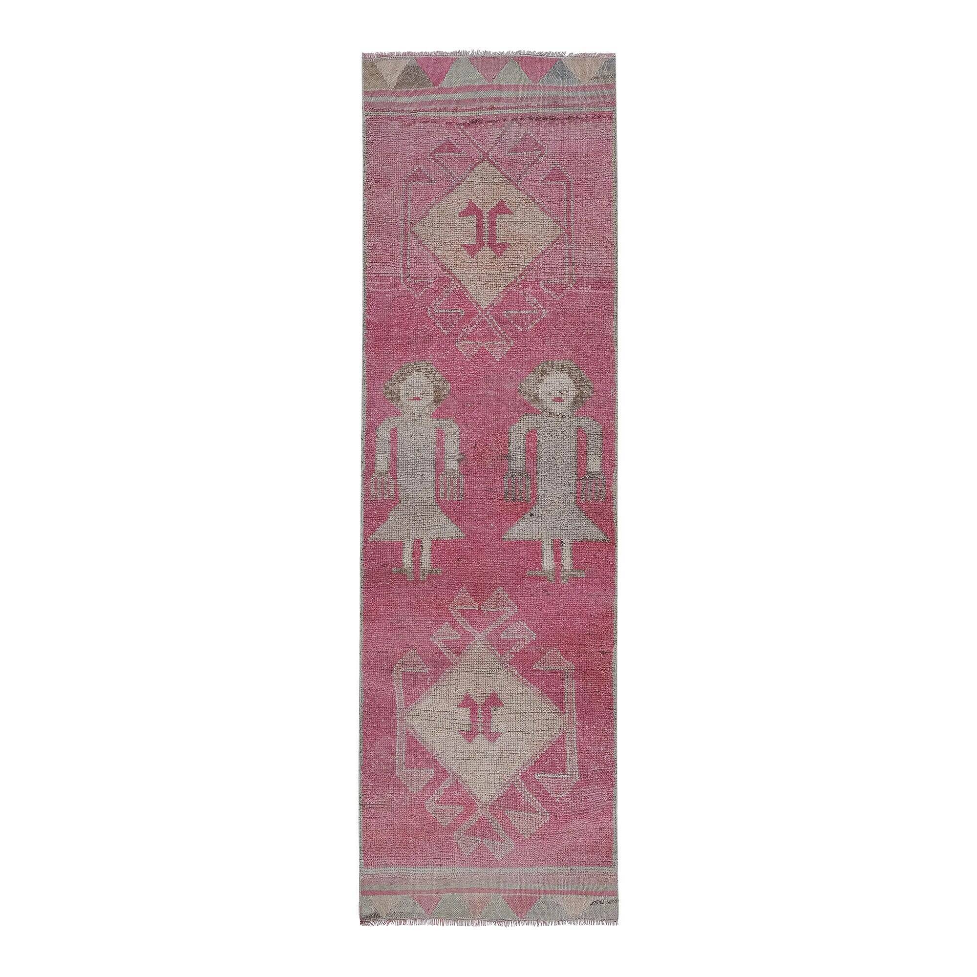 Tapis de couloir turc vintage 96x318 cm