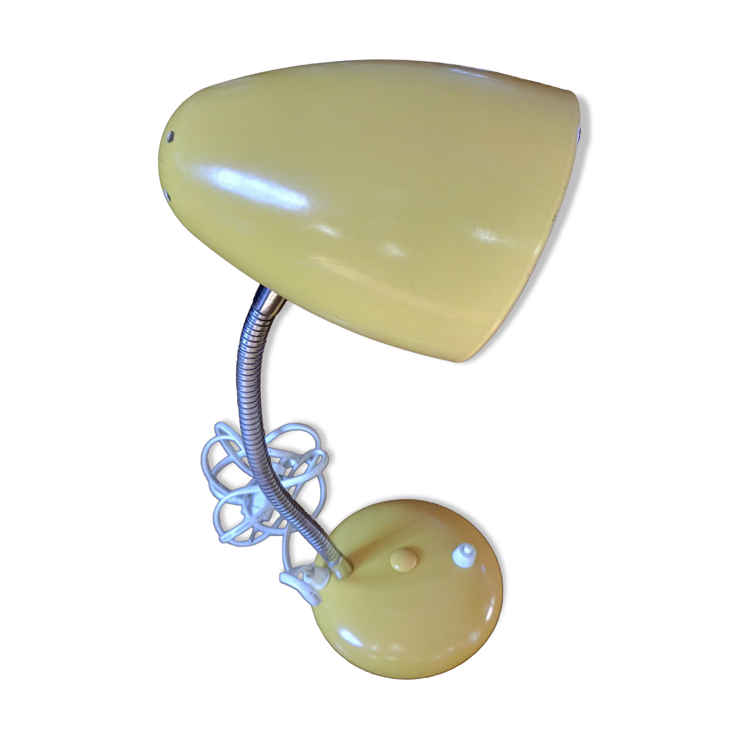 VINTAGE DESK LAMP - Yellow metal movable steel arm