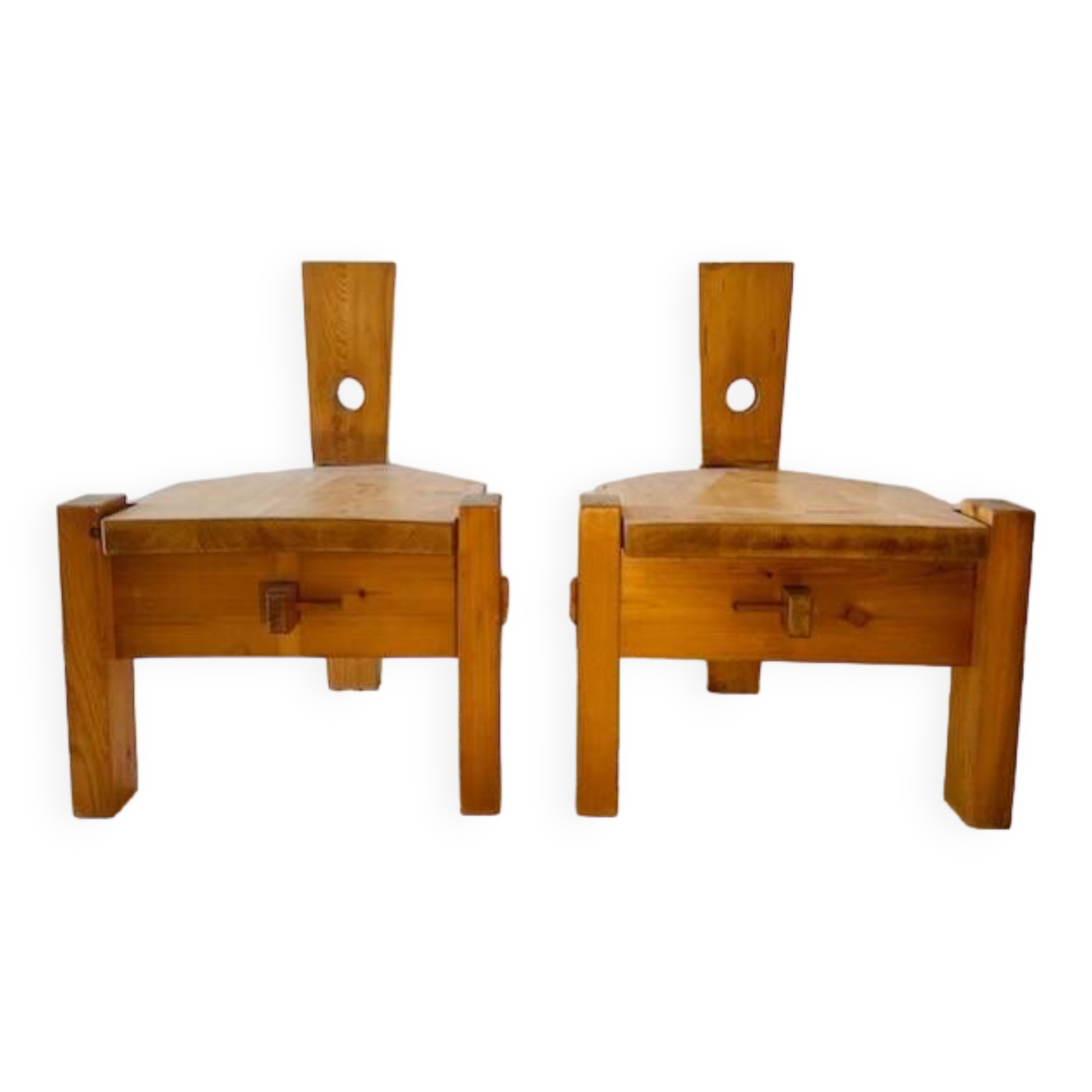 Pair of small pine chairs from the 1970s