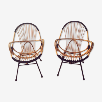 Two rattan chairs
