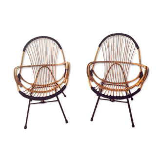 Two rattan chairs