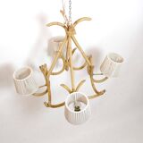 4-light rattan and rope pendant light, 1960-1970.