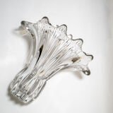 Transparent vintage corolla vase in woven Italian crystal, 50s