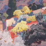 Paysage de fleurs d’amandier