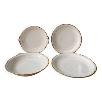 Series of 4 antique round dishes in Vierzon porcelain