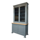 Bookcase sideboard with 2 bodies in gray patinated fir