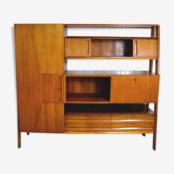 Mid-century living room furniture in ash wood with suspended parts