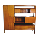 Mid-century living room furniture in ash wood with suspended parts