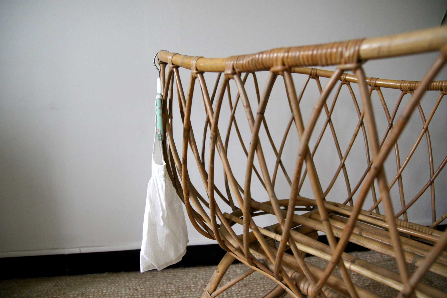 Vintage rattan cradle