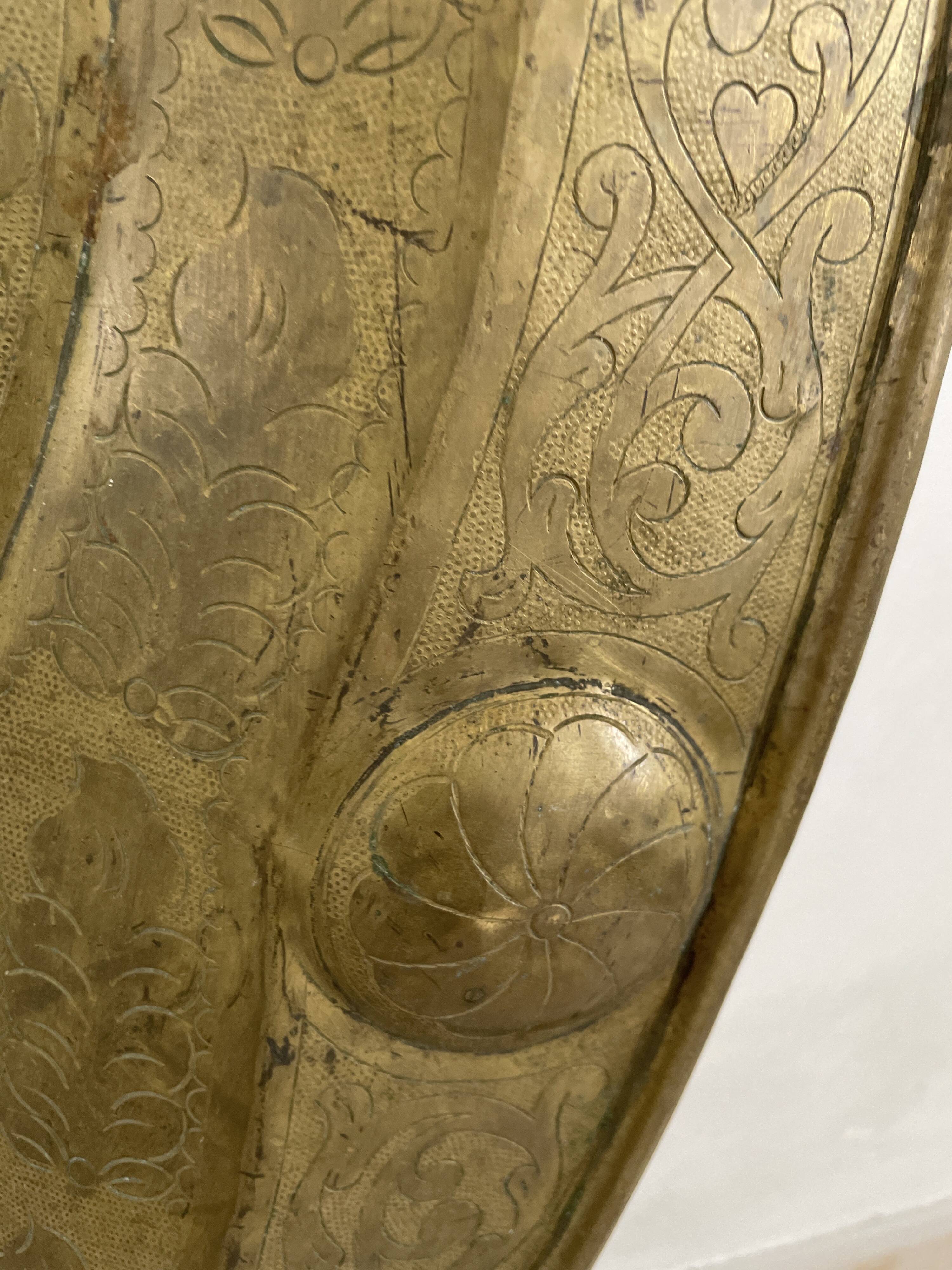 Ancient eastern brass plate engraved with Mamluk decoration – 96