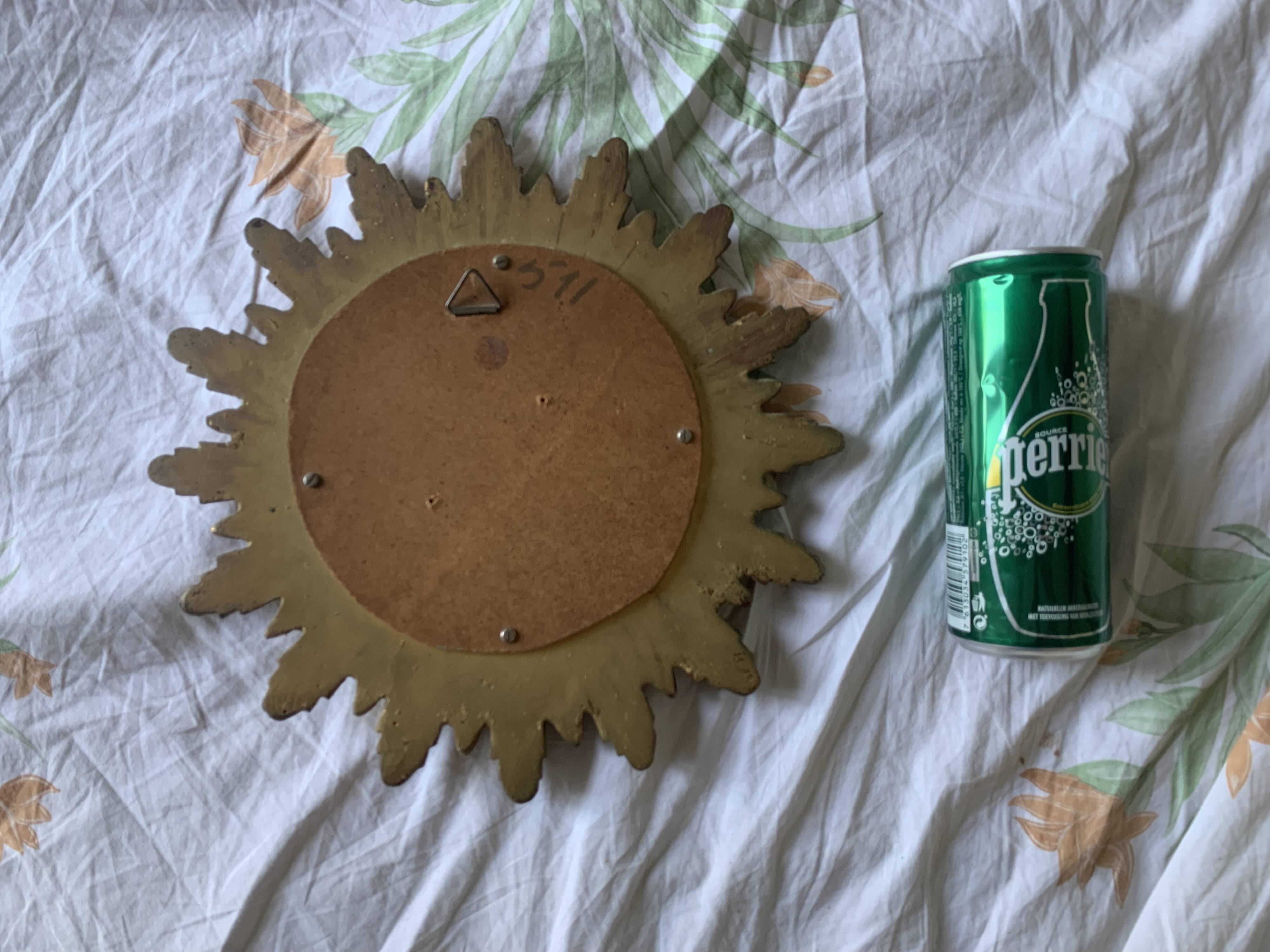 Miroir vintage 1960 soleil oeil de sorcière or - 27 cm