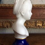 Small biscuit bust with blue base