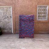 Tapis Marocain Boucherouite bleu - 89 x 337 cm
