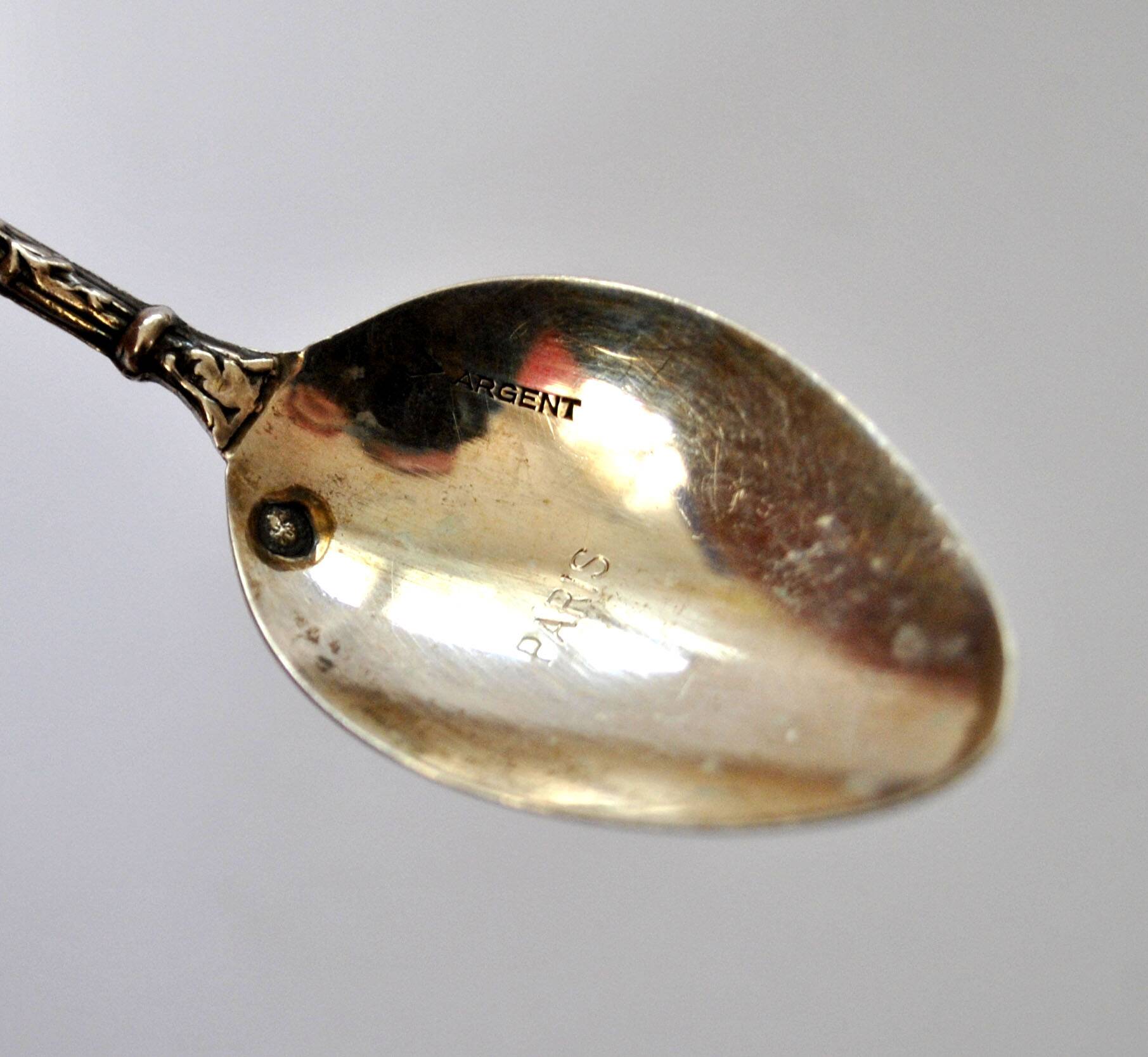 Paris souvenir collector's spoon in SOLID SILVER Minerva Arc de Triomphe