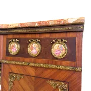 An antique French Louis XVI-style marble-top side cabinet