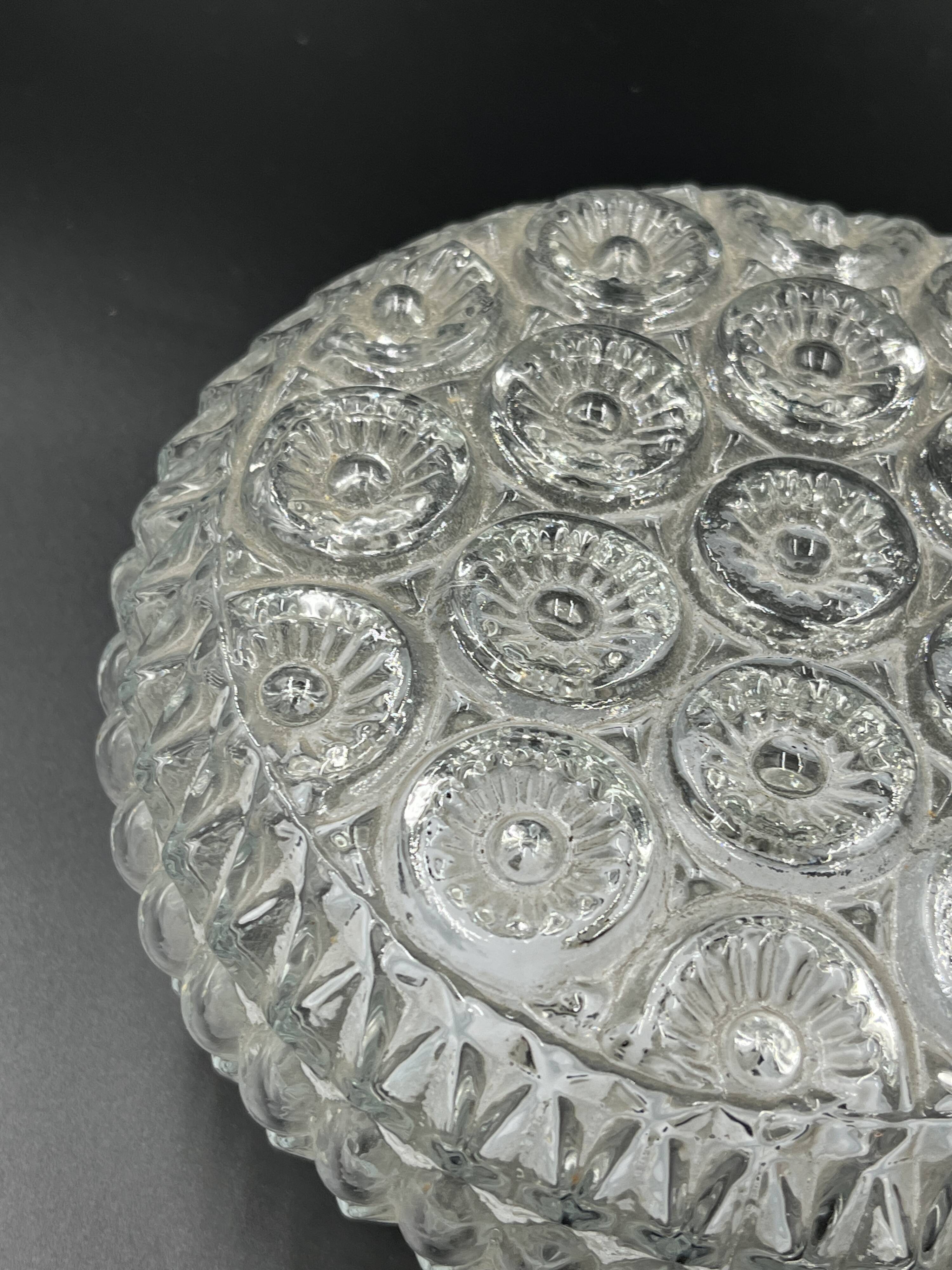 Glashütte Limburg vintage glass ceiling light rose