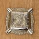 Antique silver-plated ashtray, decorated with repoussé scenes of a tavern, pin tray.