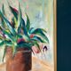 Original Swedish Oil On Canvas – “Vase With Plant” – Vintage & Framed – 34 × 45 Cm