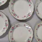 Lot of 10 plates a dessert Sarreguemines digoin Flowers pink lined golden