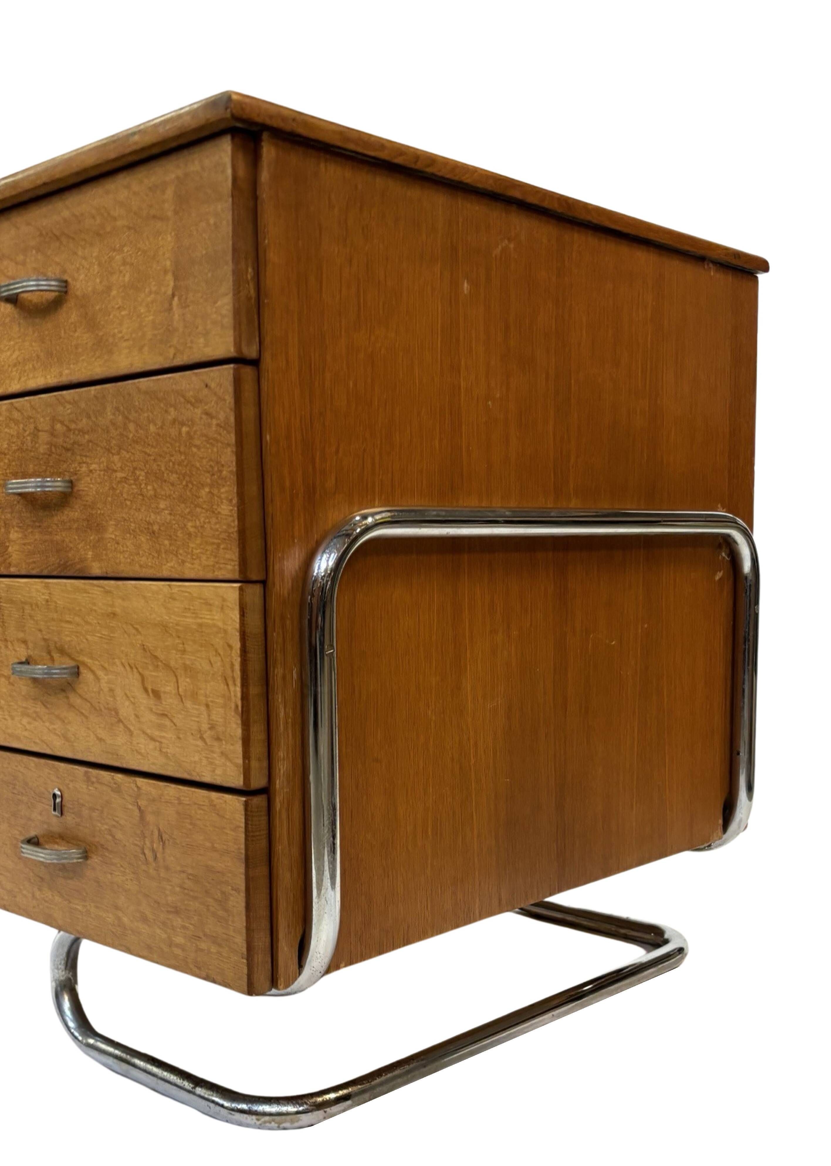Bureau tubulaire de style Bauhaus du milieu du siècle, design des années 40 en chêne