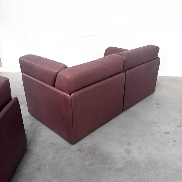 Brown leather modular sofa by De Sede; DS76, 1970s (corner)