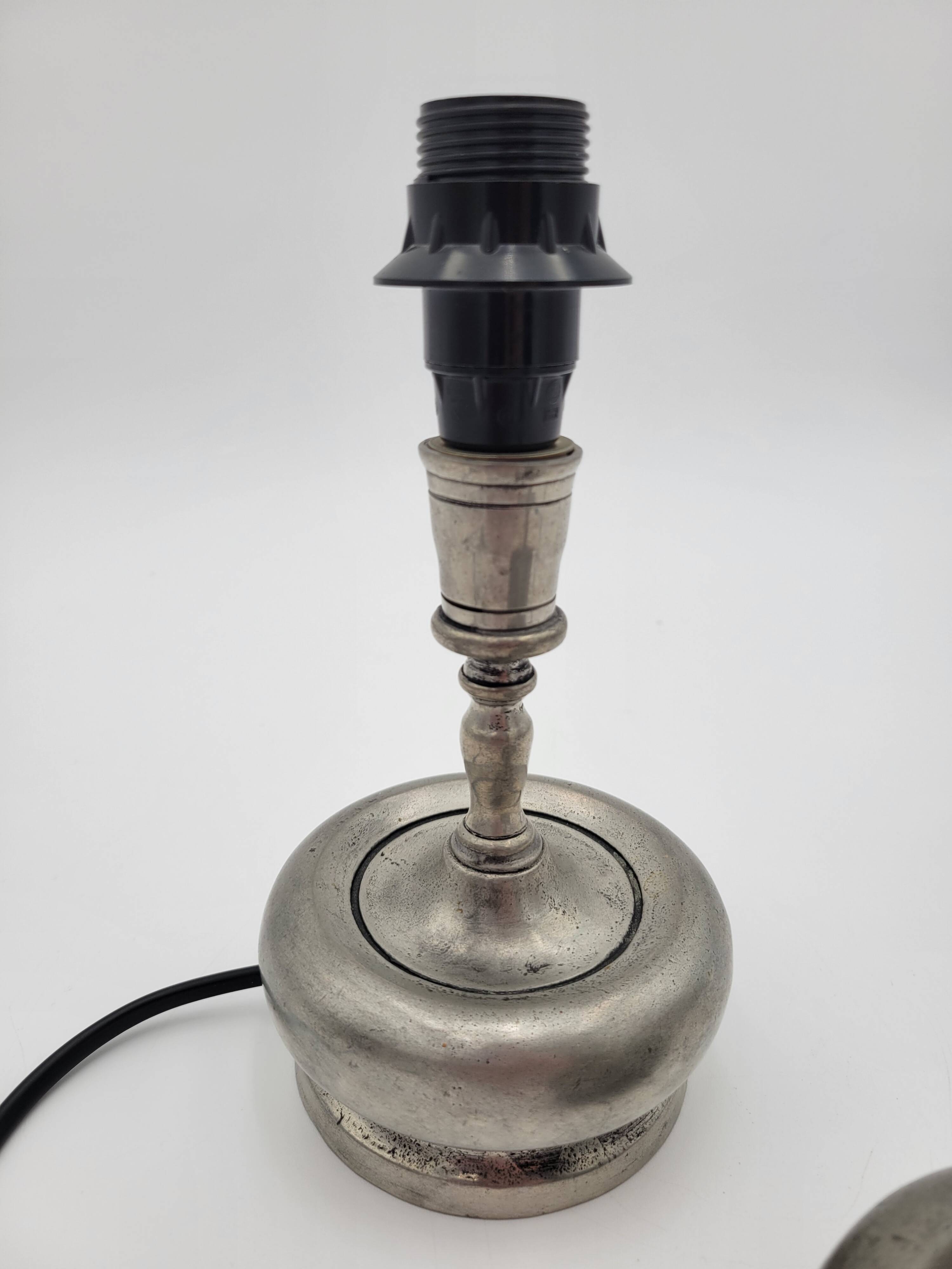 Pair of pewter lamp bases