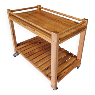 Old vintage pine serving trolley