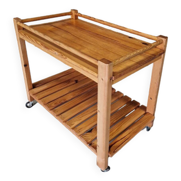 Old vintage pine serving trolley