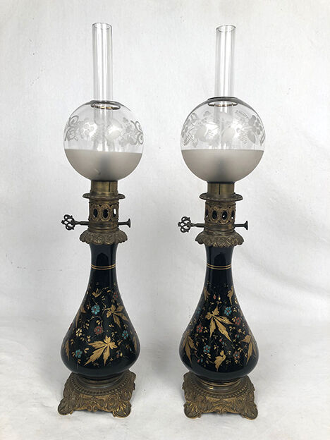 Paire de lampes à pétrole Napoléon III