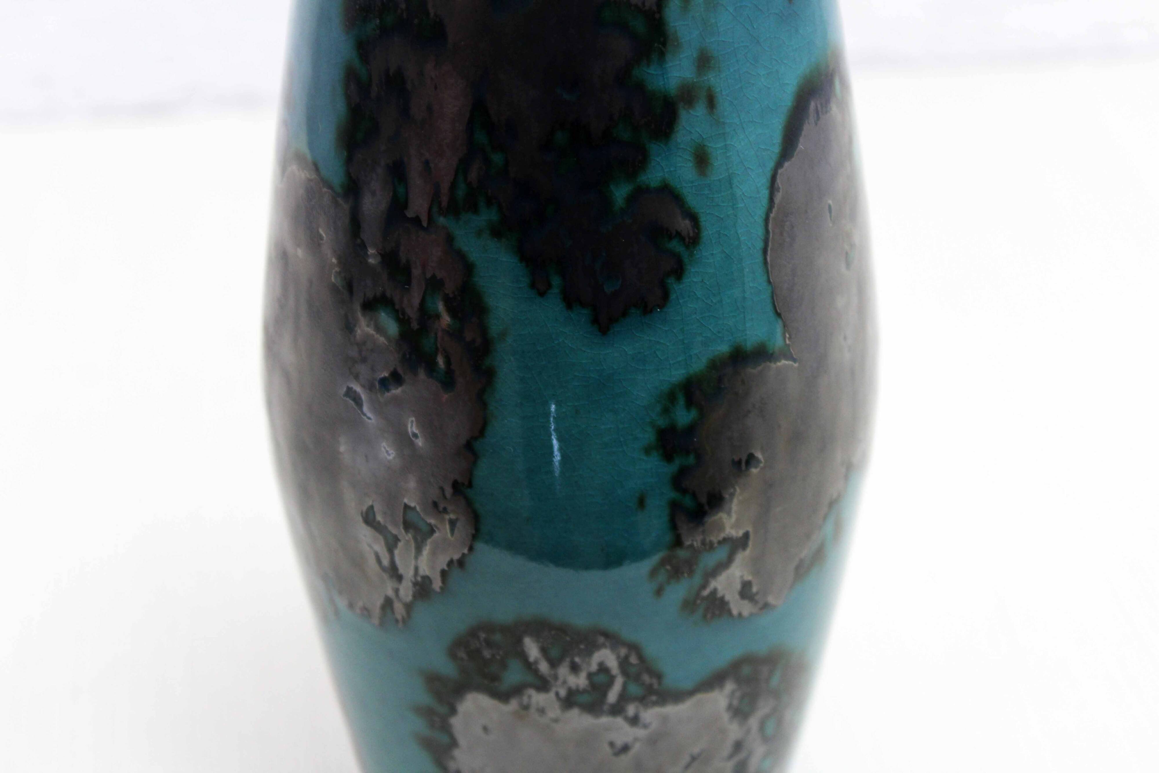 Vintage ceramic vase with enamel and glaze