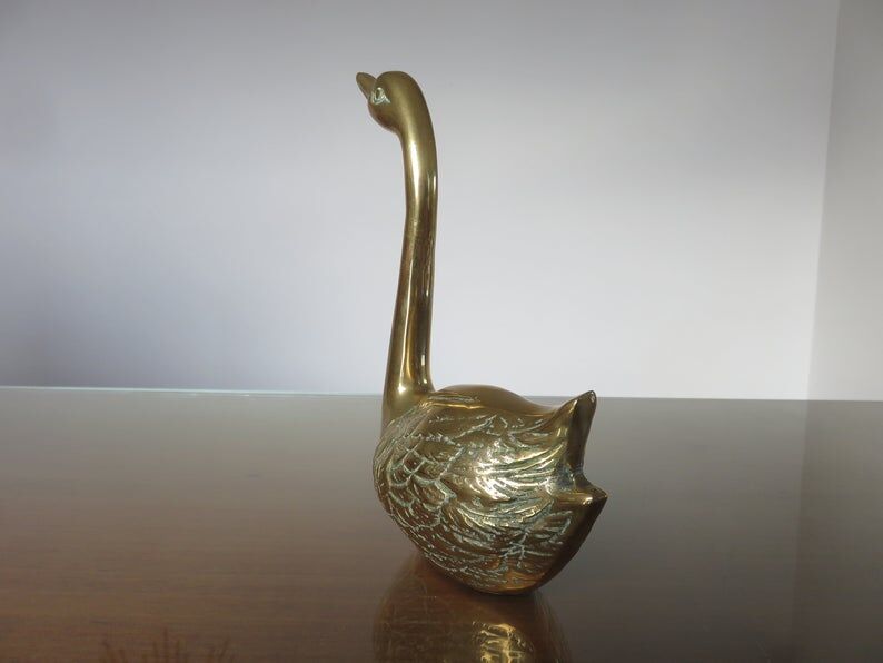 Golden brass swan 70s